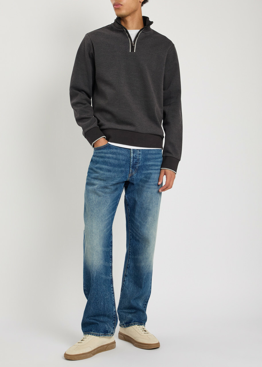 Boss Sidney Half-zip Cotton Jumper Black