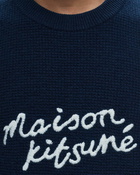 Maison Kitsune Maison Kitsune Handwriting Comfort Jumper Blue - Mens - Pullovers