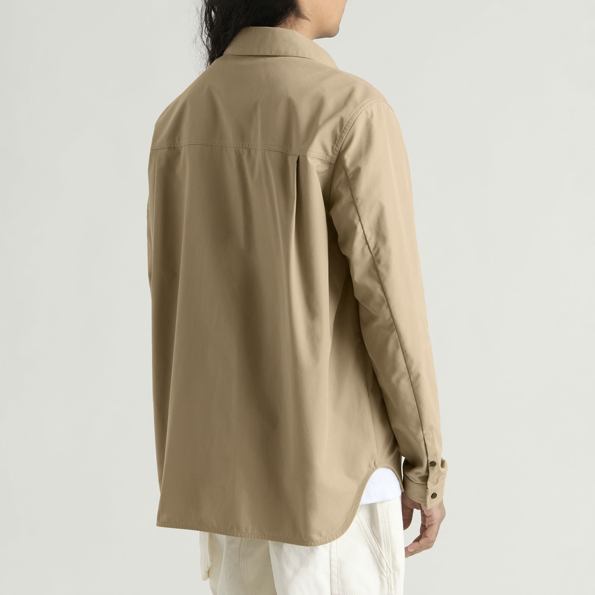 Moncler Men's Brushed Cotton Cargo Shirt in Tan
