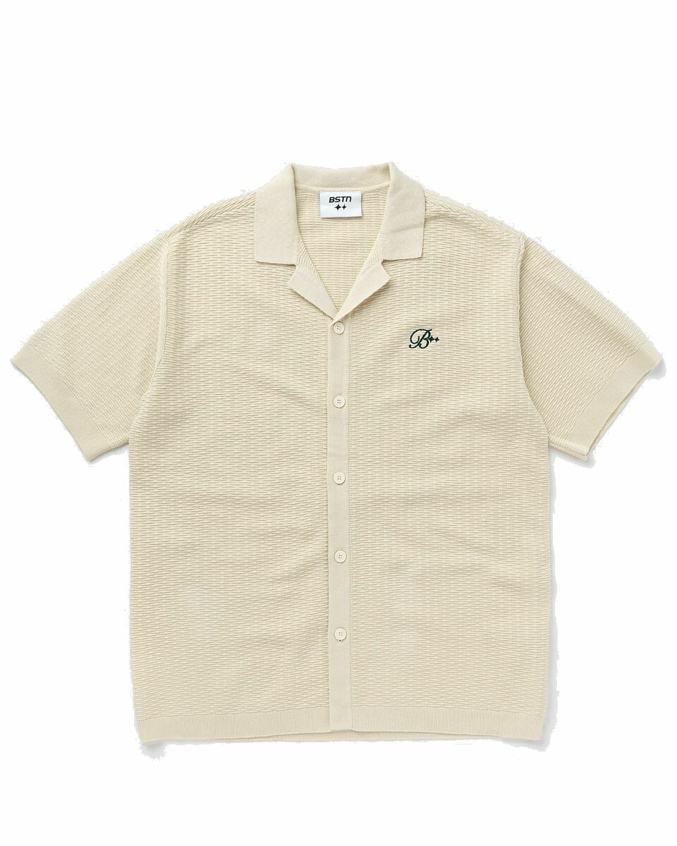 Photo: Bstn Brand Summer Knit Shirt Beige - Mens - Shortsleeves