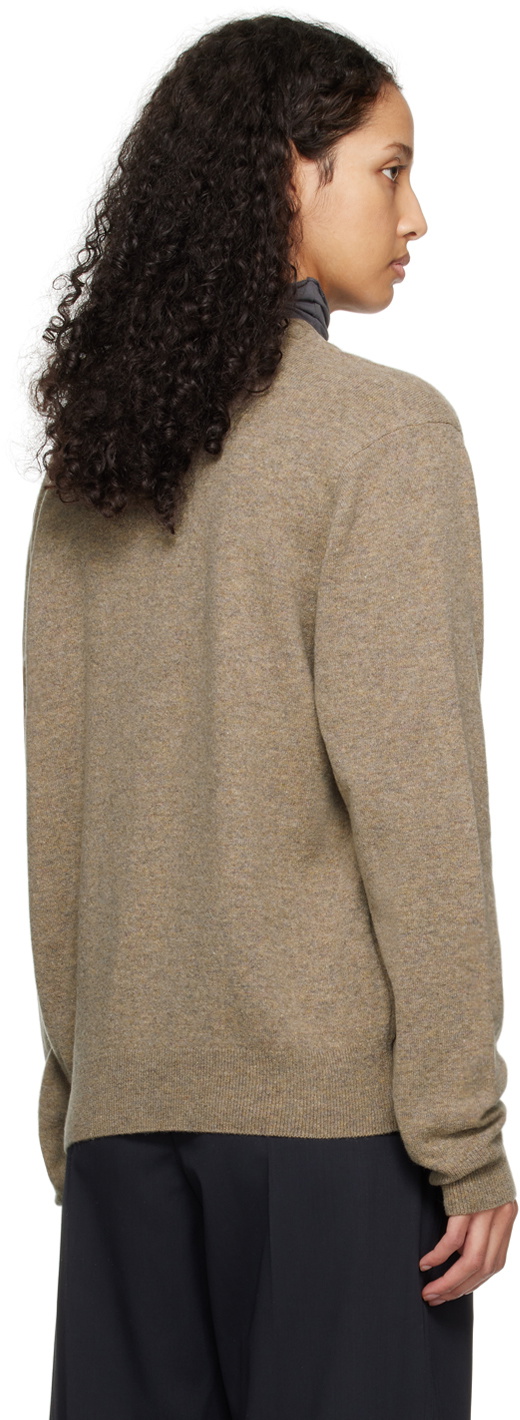 Beige Deep V-neck wool-blend sweater, Lemaire