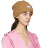 GANNI Brown Recycled Rib Knit Beanie