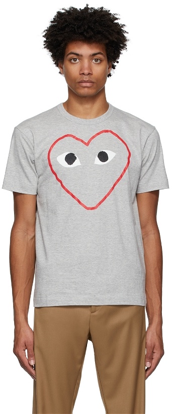 Photo: COMME des GARÇONS PLAY Grey Outline Heart T-Shirt