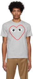 COMME des GARÇONS PLAY Grey Outline Heart T-Shirt