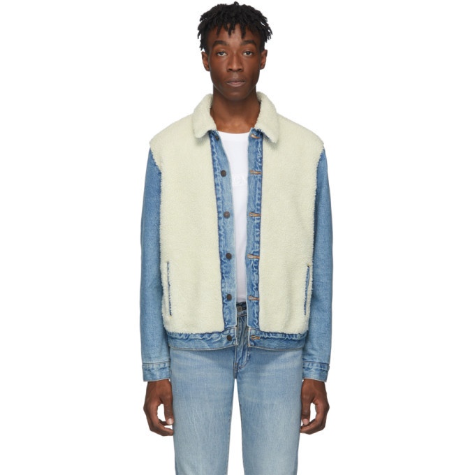 Photo: Levis Blue and Off-White Sherpa Panel Trucker Jacket