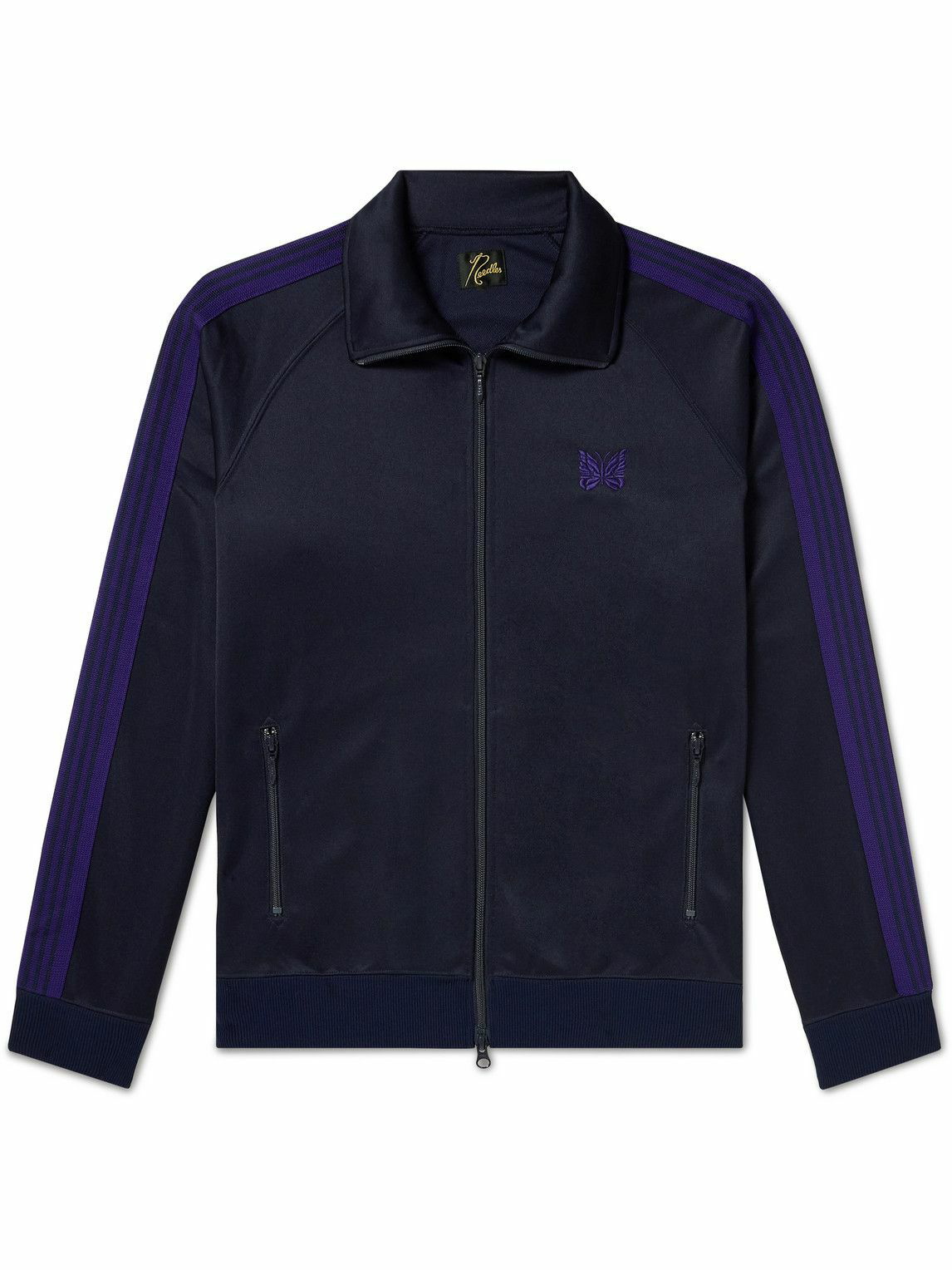 Needles - Logo-Embroidered Webbing-Trimmed Jersey Track Jacket - Blue ...