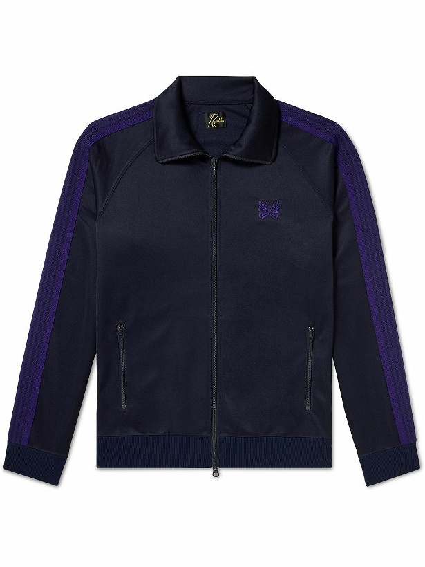 Photo: Needles - Logo-Embroidered Webbing-Trimmed Jersey Track Jacket - Blue