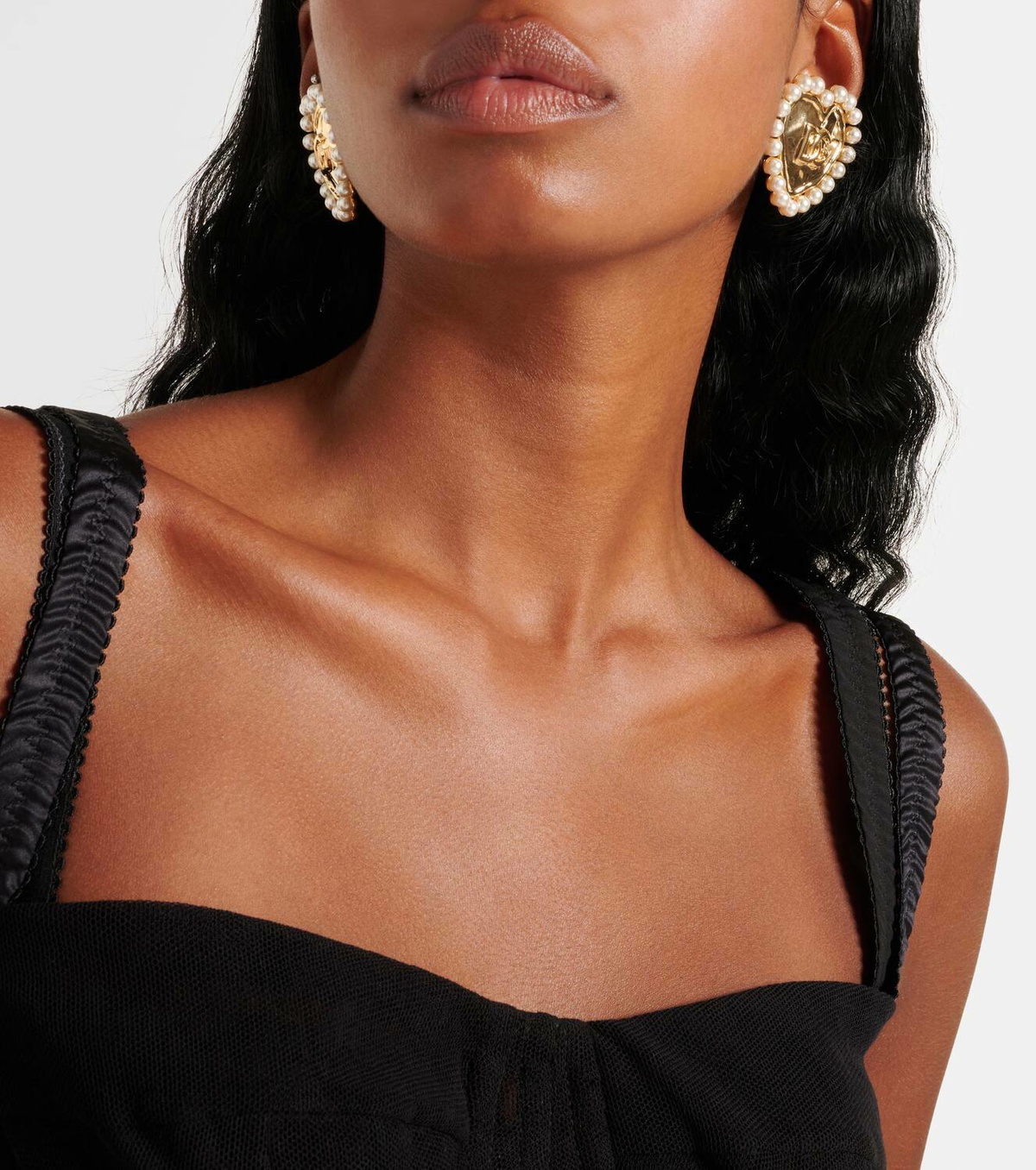 Dolce&Gabbana DG faux pearl gold-plated clip-on earrings