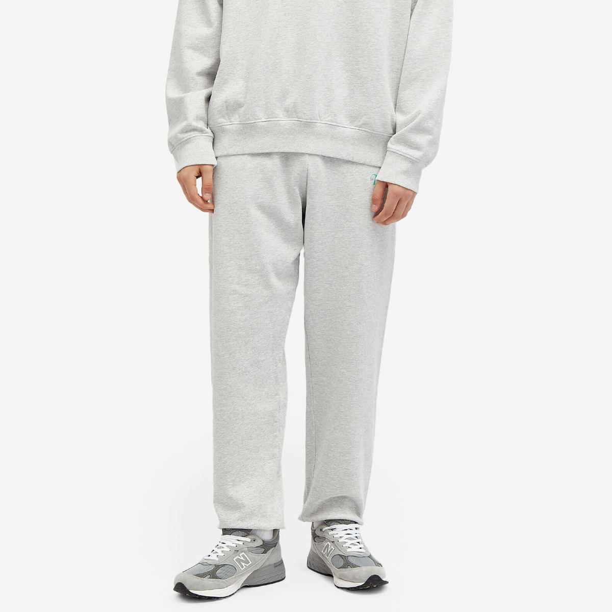 Sporty & Rich Men's Rizzolo Tennis Sweat Pants in Heather Grey/Caribbean