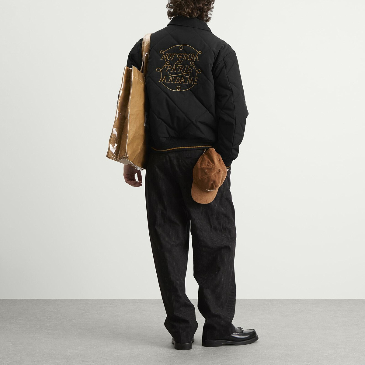 Drôle de Monsieur Men's Braided Slogan Jacket in Black