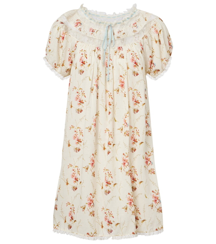 Photo: Dôen Floral lace-trimmed cotton poplin minidress