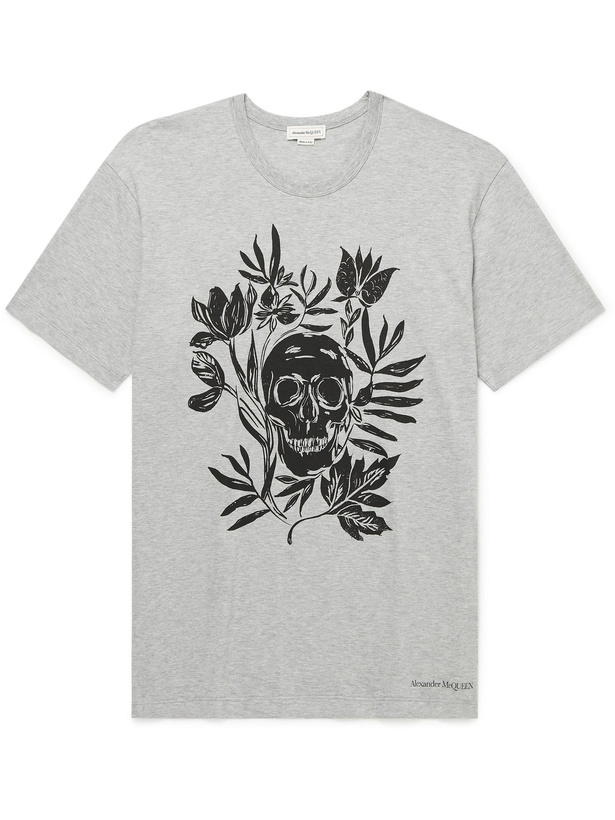 Photo: ALEXANDER MCQUEEN - Slim-Fit Printed Cotton-Jersey T-Shirt - Gray