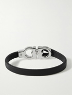 FERRAGAMO - Logo-Embellished Leather and Silver-Tone Bracelet