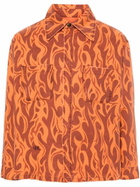 ERL Orange Fire-Print Shirt Jacket