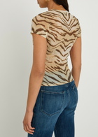 Good American Tiger-print Stretch-mesh T-shirt Multicoloured