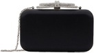 MACH & MACH Black Double Bow Satin Clutch