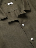 CARUSO - Camp-Collar Linen Shirt - Green - S