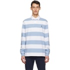 Polo Ralph Lauren White and Blue The Iconic Rugby Long Sleeve Polo