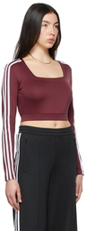 adidas Originals Burgundy Cropped Adicolor Classics Long Sleeve T-Shirt