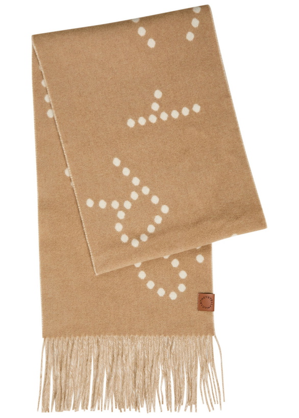 Photo: Stella Mccartney Logo Fringed Wool Scarf - Camel - One Size