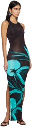 Louisa Ballou Black & Blue Sea Breeze Maxi Dress