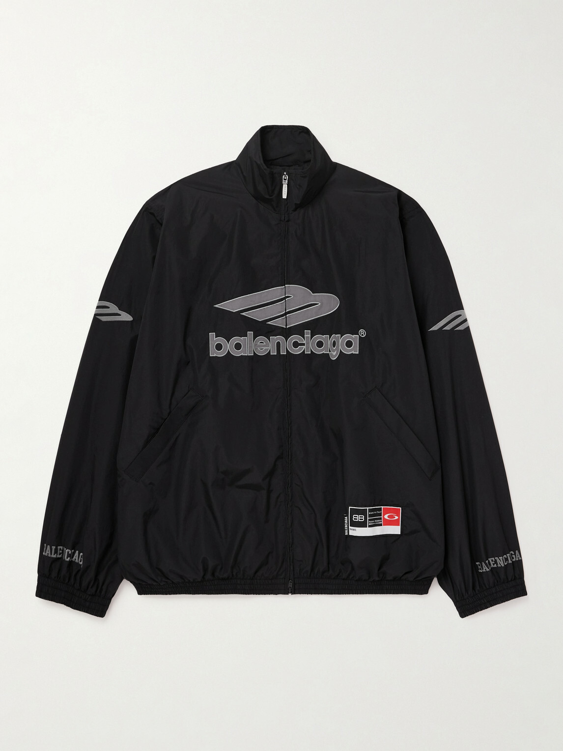 Balenciaga - Appliquéd Logo-Embroidered Cotton-Blend Shell Track