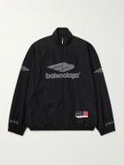 Balenciaga - Appliquéd Logo-Embroidered Cotton-Blend Shell Track Jacket - Black