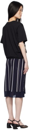 3.1 Phillip Lim Black & Navy Draped T-Shirt Slip Combo Midi Dress