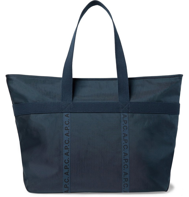 Photo: A.P.C. - Logo-Print Twill-Trimmed Ripstop Tote Bag - Men - Navy