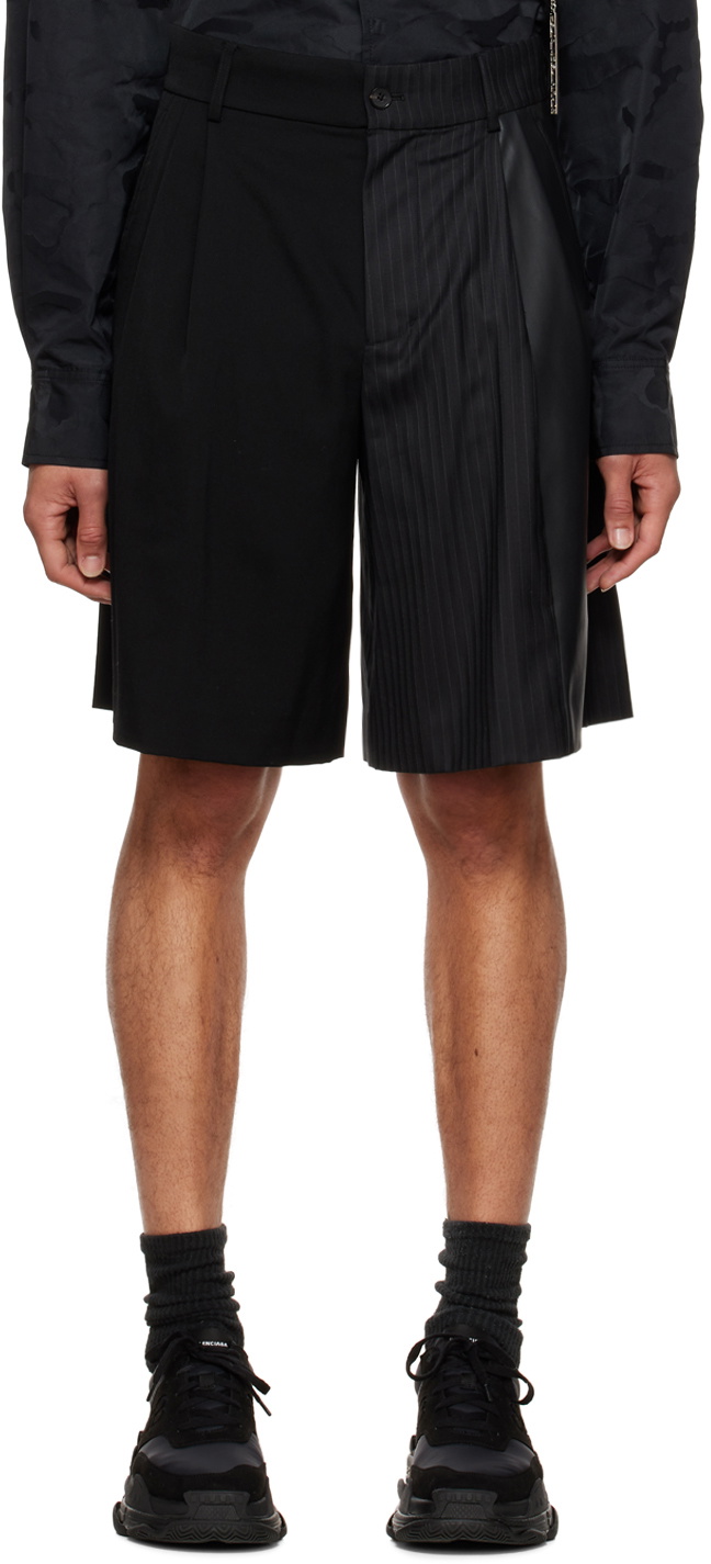 Feng Chen Wang Black Pinstripe Shorts Feng Chen Wang