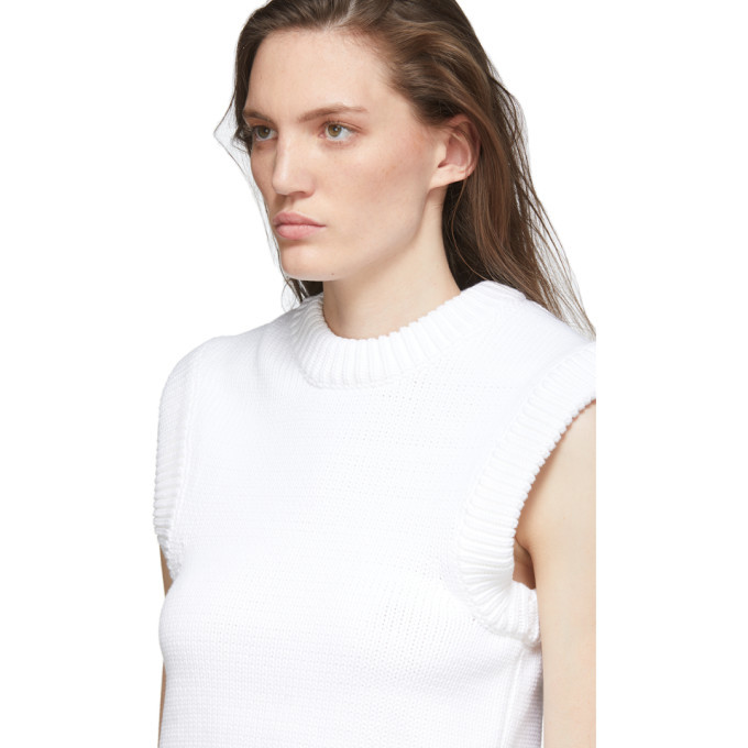 Tibi White Tube Yarn Sleeveless Sweater