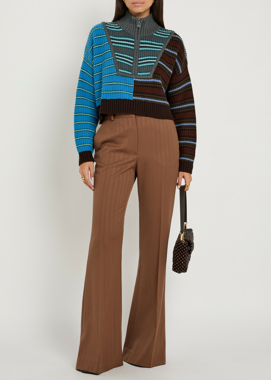 Staud Hampton Striped Cotton-blend Jumper Multicoloured