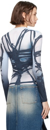 Y/Project Blue Bondage Print Long Sleeve Fitted T-shirt
