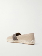 Christian Louboutin - Alfarica Logo-Embellished Leather and Grosgrain-Trimmed Suede Espadrilles - Neutrals