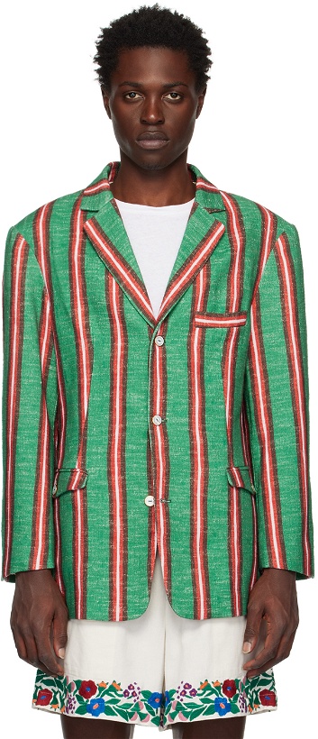 Photo: Late Checkout Green Striped Blazer