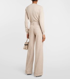 Brunello Cucinelli Chevron wool-blend flared pants