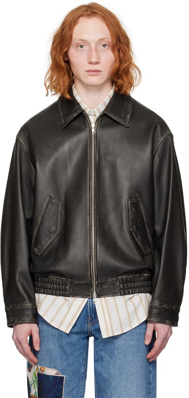 Photo: Dunst Black Spread Collar Leather Jacket
