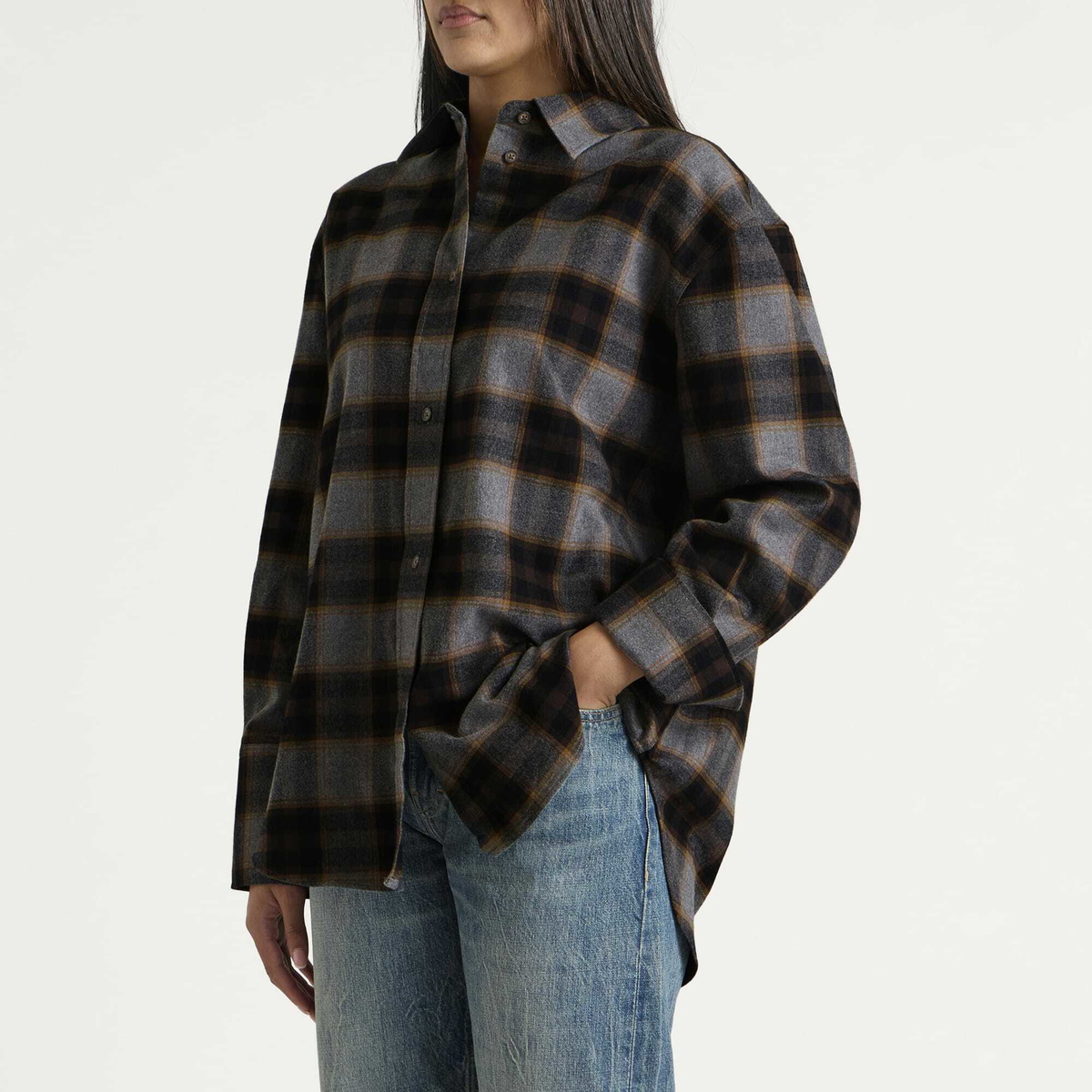 Róhe Women's Flannel Check Overshirt in Winter Check