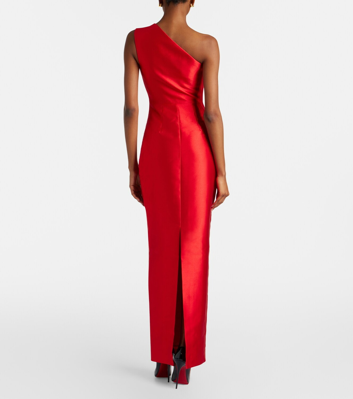 Solace London Kira draped one-shoulder satin maxi dress
