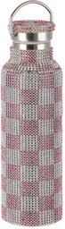 Collina Strada Silver & Pink Check Rhinestone Water Bottle