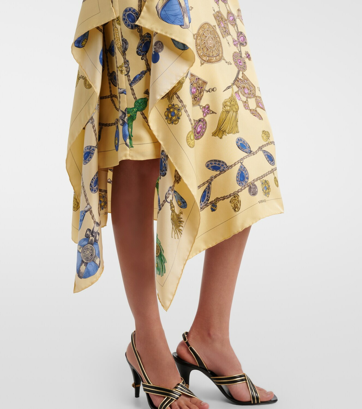 Versace Printed silk twill wrap skirt