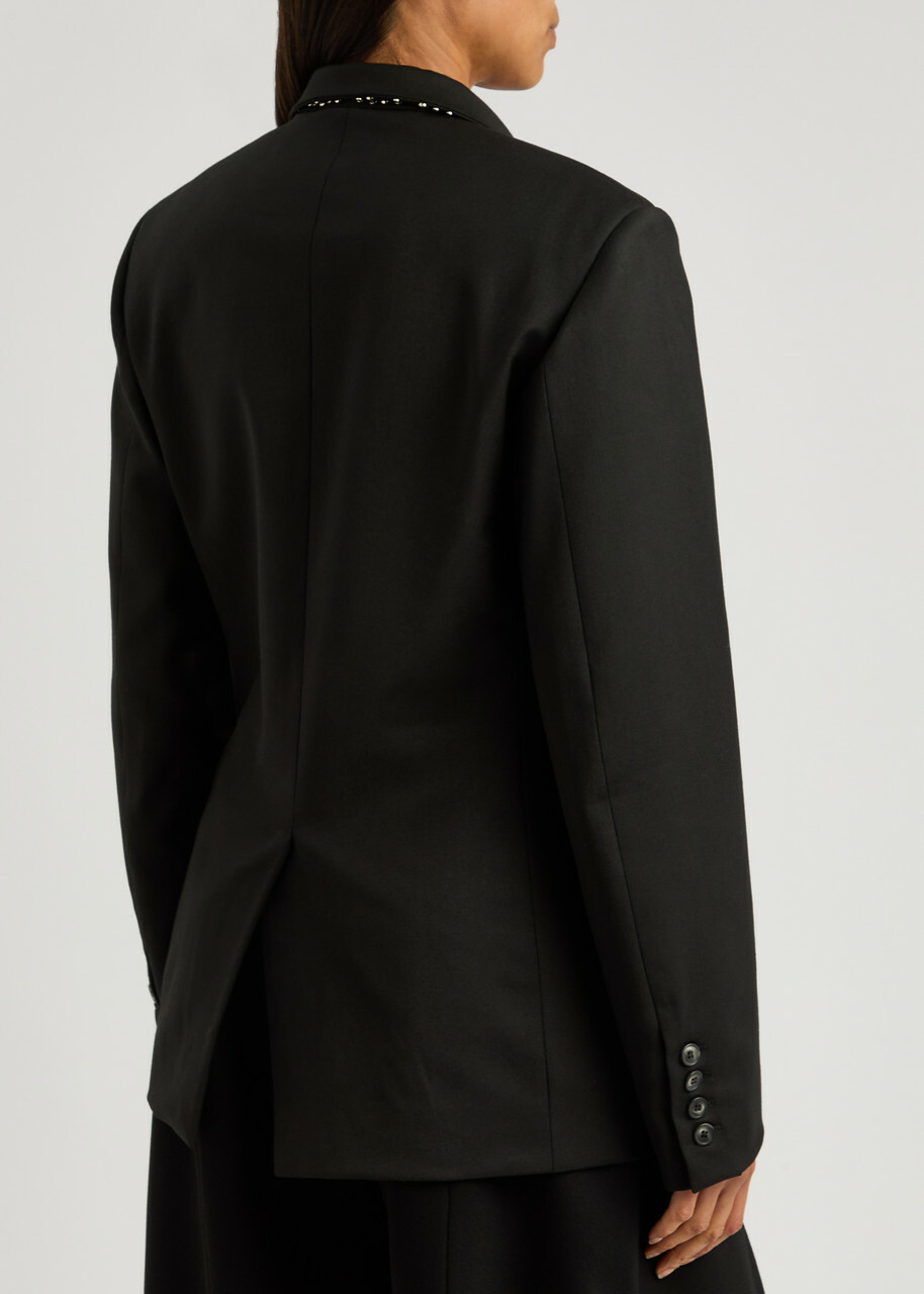 16 Arlington Bris Crystal-embellished Woven Blazer Black