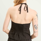Deiji Studios Women's Waist Halter Top in Black Stripe