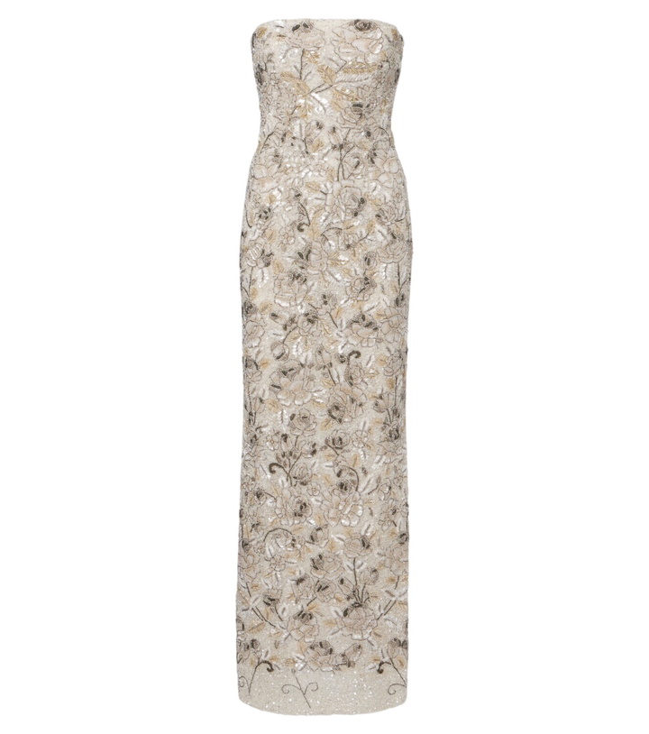 Photo: Là Fuori Icey Rose embellished floral bustier gown