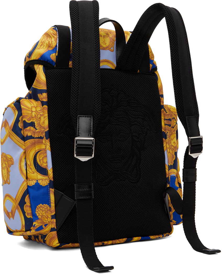 Versace Gold & Navy Barocco Medusa Backpack Versace