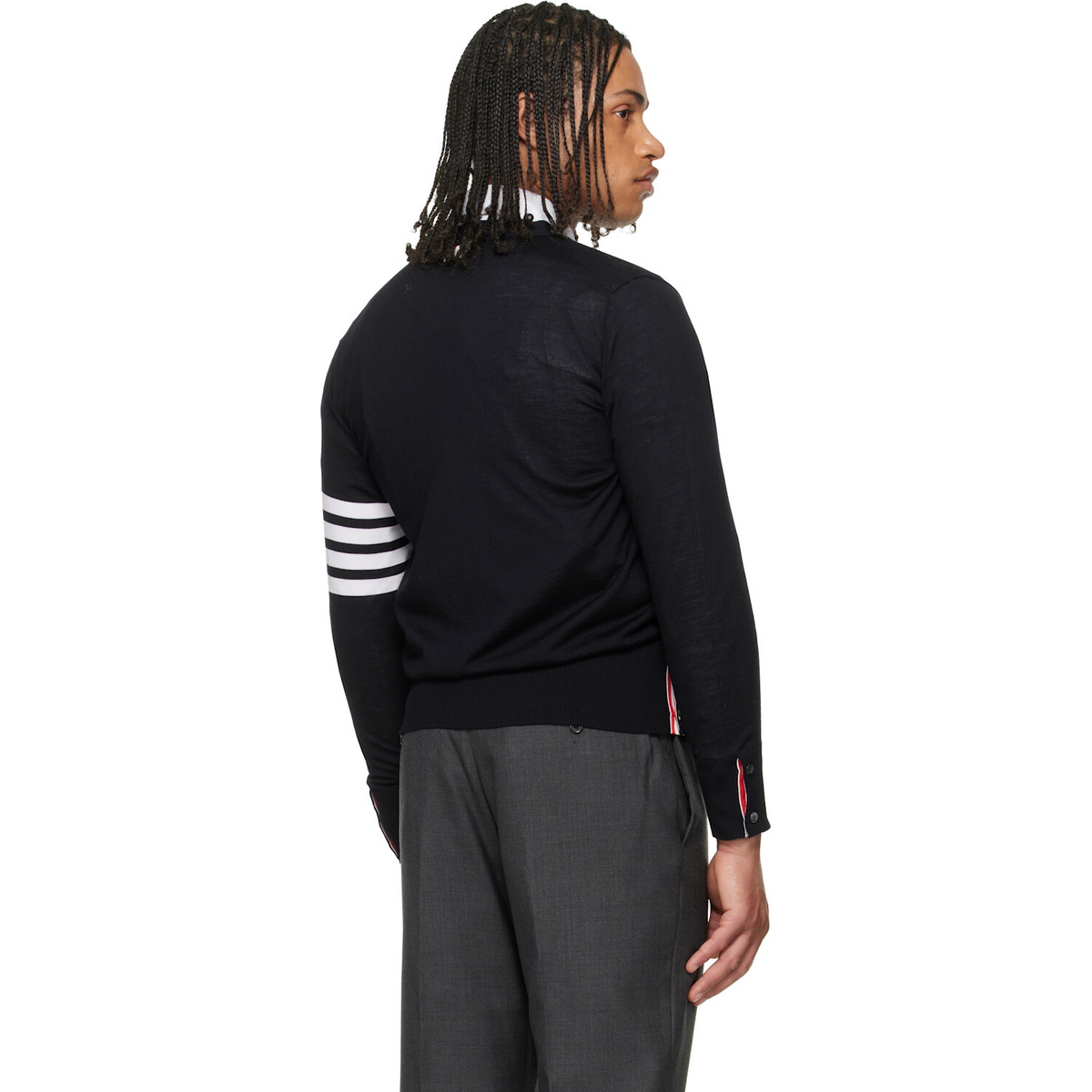 Thom Browne Black Merino Wool 4-Bar Classic Cardigan