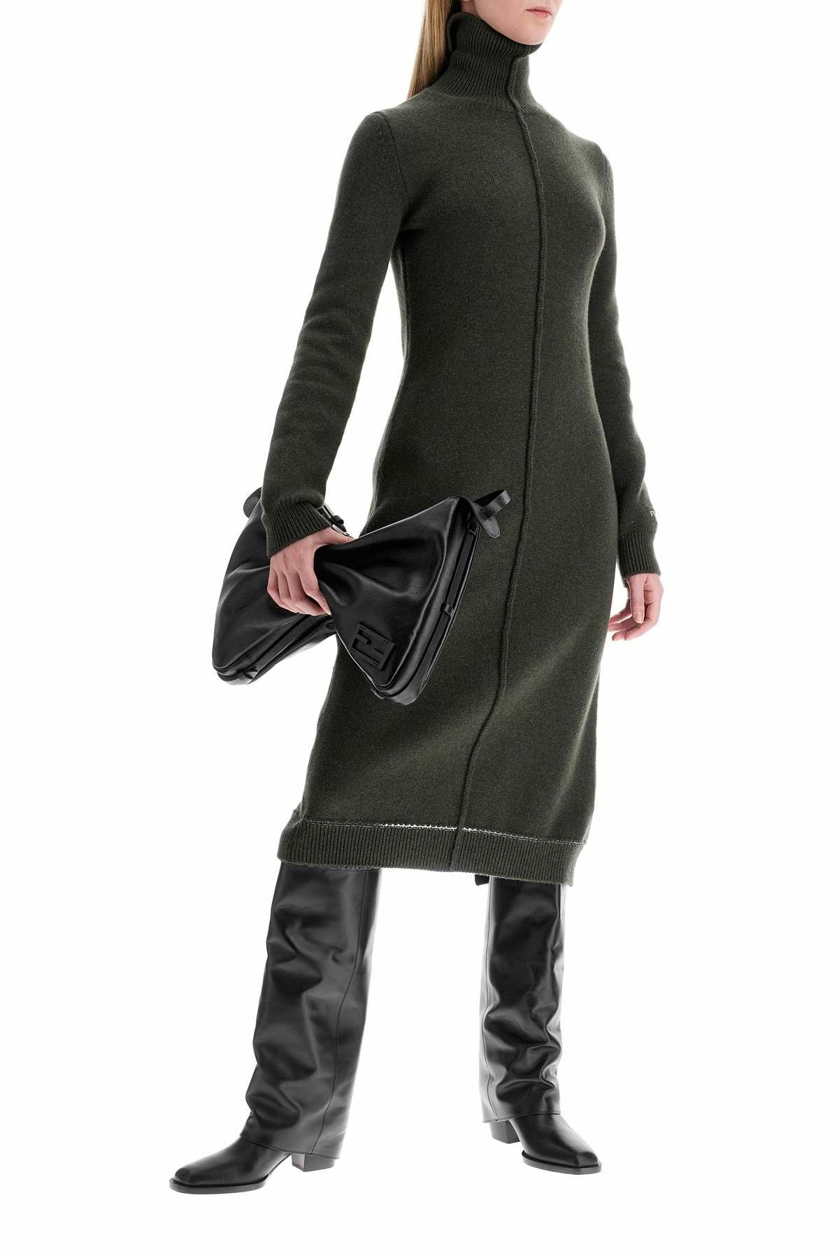 FENDI cashmere high-neck midi dress Green Fendi FENDI cashmere high-neck midi dress Green Fendi