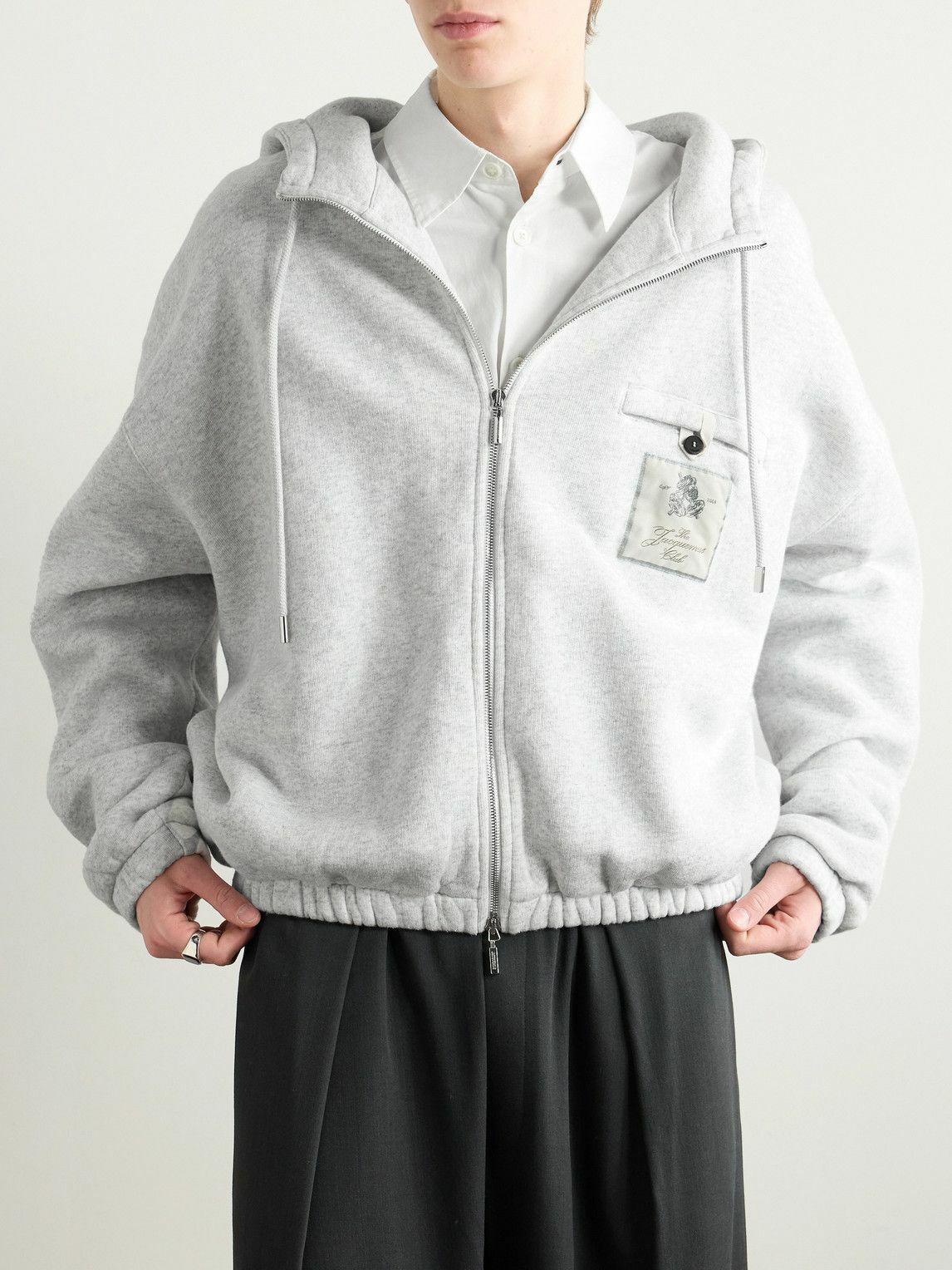 Jacquemus - Torneo Logo-Detailed Cotton-Jersey Hoodie - Gray Jacquemus