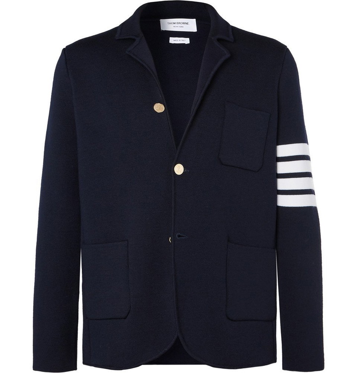 Photo: Thom Browne - Midnight-Blue Unstructured Striped Wool Blazer - Navy