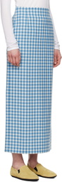 AURALEE Blue & White Airy Smooth Cashmere Maxi Skirt
